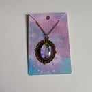 Purple flower ageratum houstonianum filigree photography necklace 