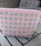 Handmade pink linen purse with sashiko embroidered detail. - Image 3
