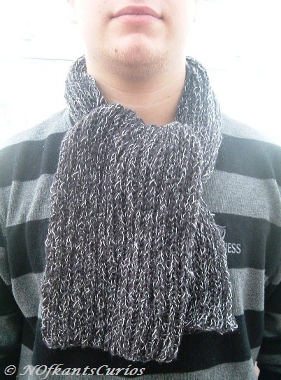 Slate Toned, Wide Rib Knitted Scarf for Lady or Gent!