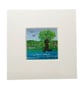 Wool & textile needle felted picture, 4"x4" framed, riverside walk - Image 4