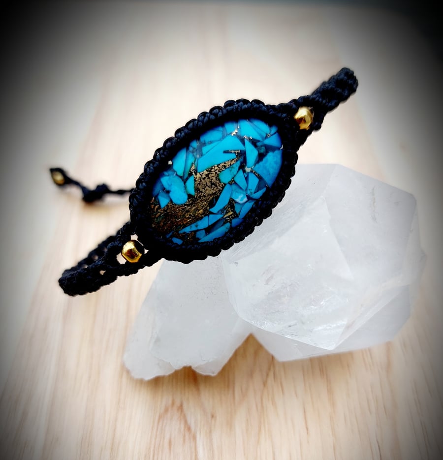 Turquoise in Copper Macrame Bracelet 