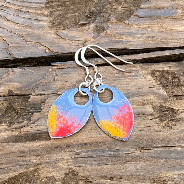 ‘Festival’ enamel scale earrings. Sterling silver. 