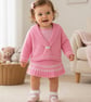 Hand Knitted Toddler Girls' Pink Sailor Skirt Suit