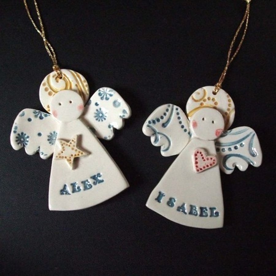 Personalised Ceramic Christmas Angels