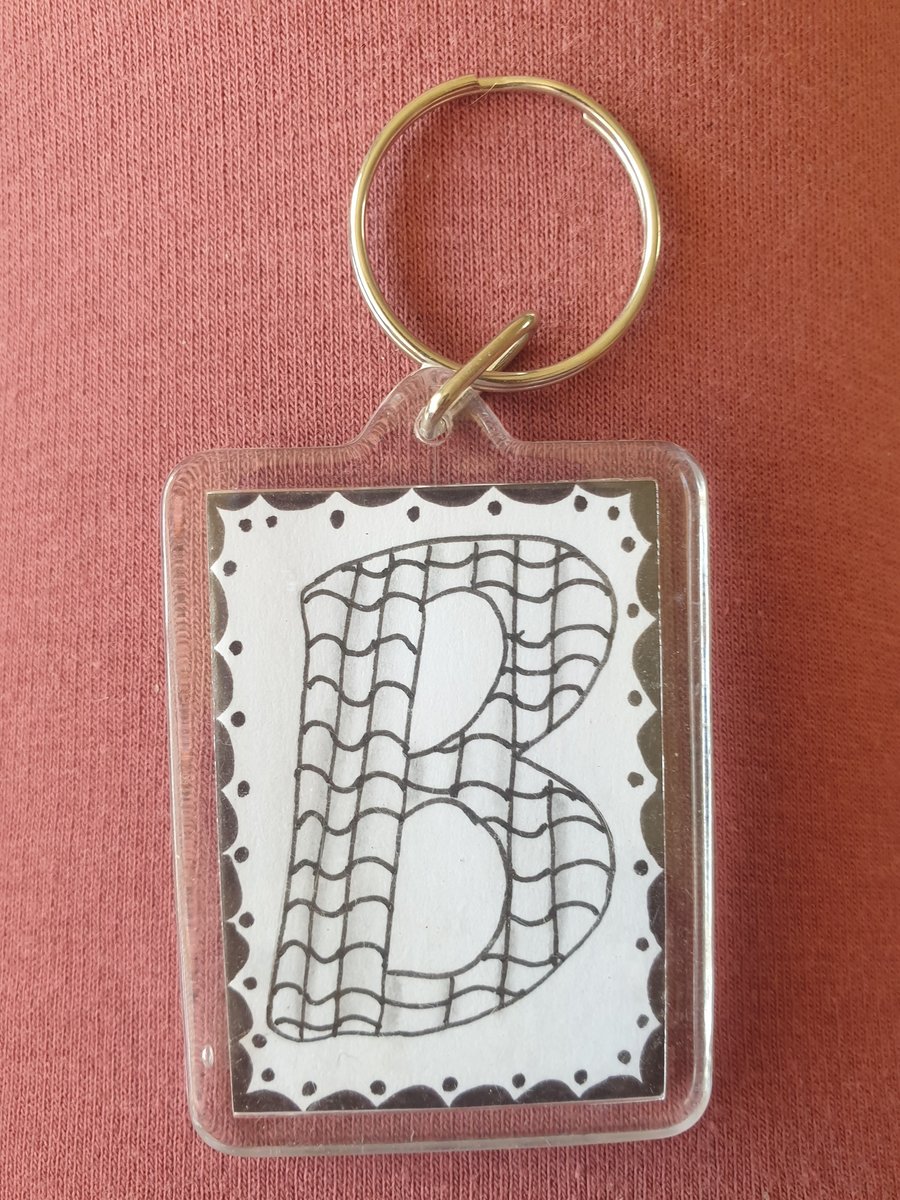 Hand drawn initial "B"  keyring.