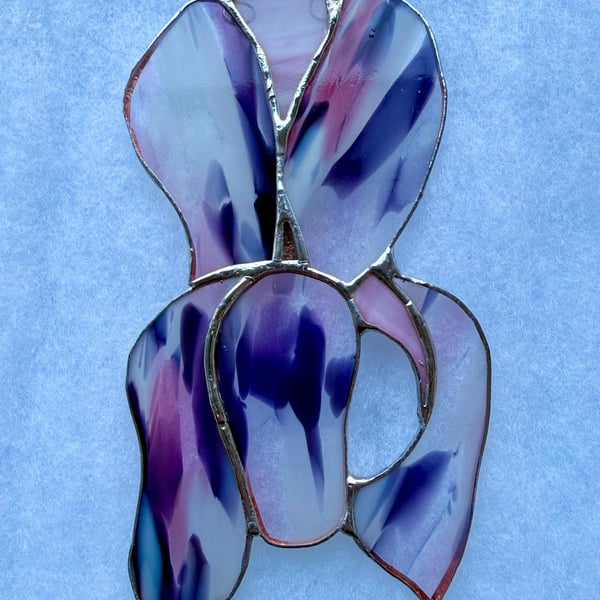 Stained glass iris - purple, pink and white splashed petals