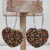 Leopard print heart hoop large 