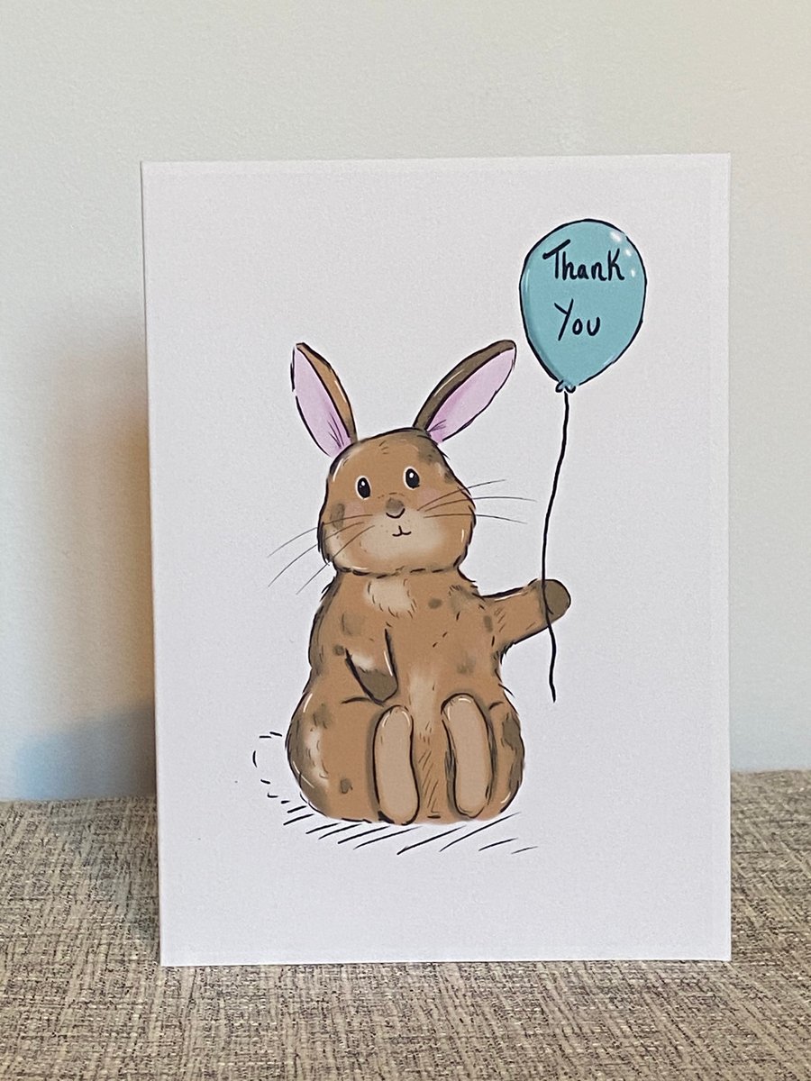 Handmade Wildlife Greetings Card - Thank You Rabbits Handmade Wildlife Greetings Card - Thank You Rabbits