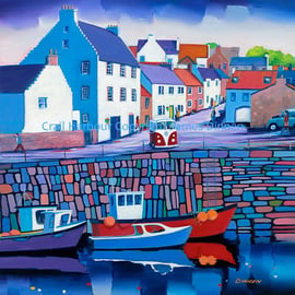 Large Framed Limited edition Giclee print  Crail Harbour (free pp uk) 