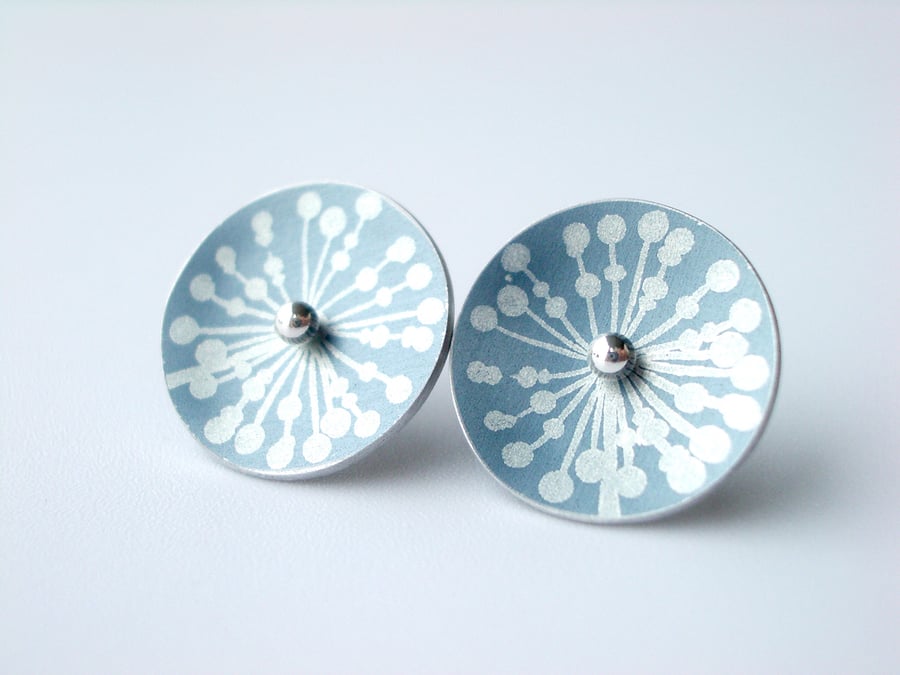 Silver and grey dandelion clock studs