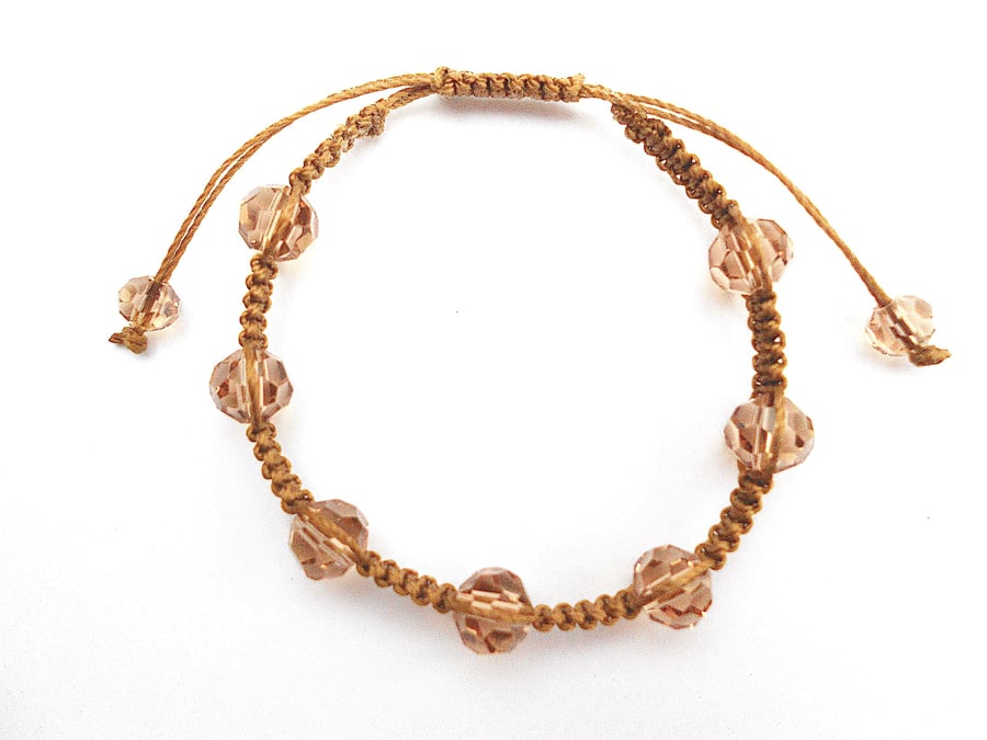 For November Birthday Smokey Topaz Micro Macramé Bracelet