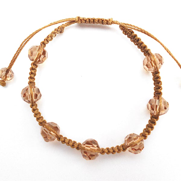 For November Birthday Smokey Topaz Micro Macramé Bracelet