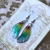 Iridescent Dainty Sparkling Fairy Wings Sterling Silver Earrings