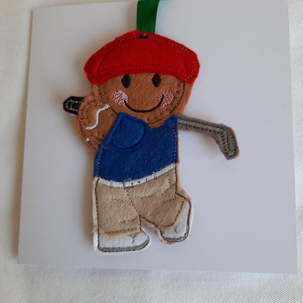 Golfer Hanging Decoration  Keepsake Gift Card