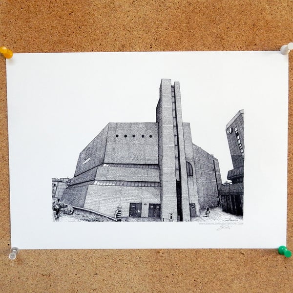 the Brunswick Building Drawing - Leeds Poster