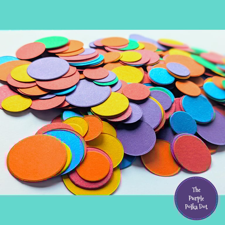 Rainbow card circles for craft or party confetti for colourful table decor