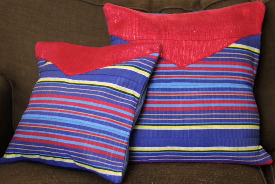 Envelope inspired woven (Asooke) cushion covers, patchwork cushion covers