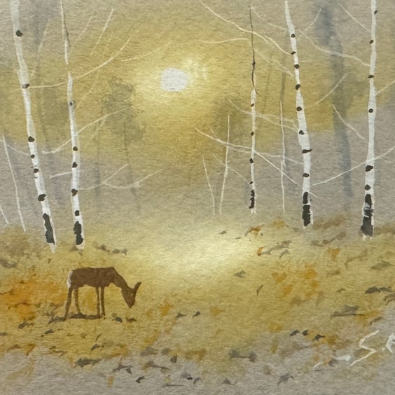 Original Aceo Painting ‘ Roe Deer ‘by Stephen Allen 
