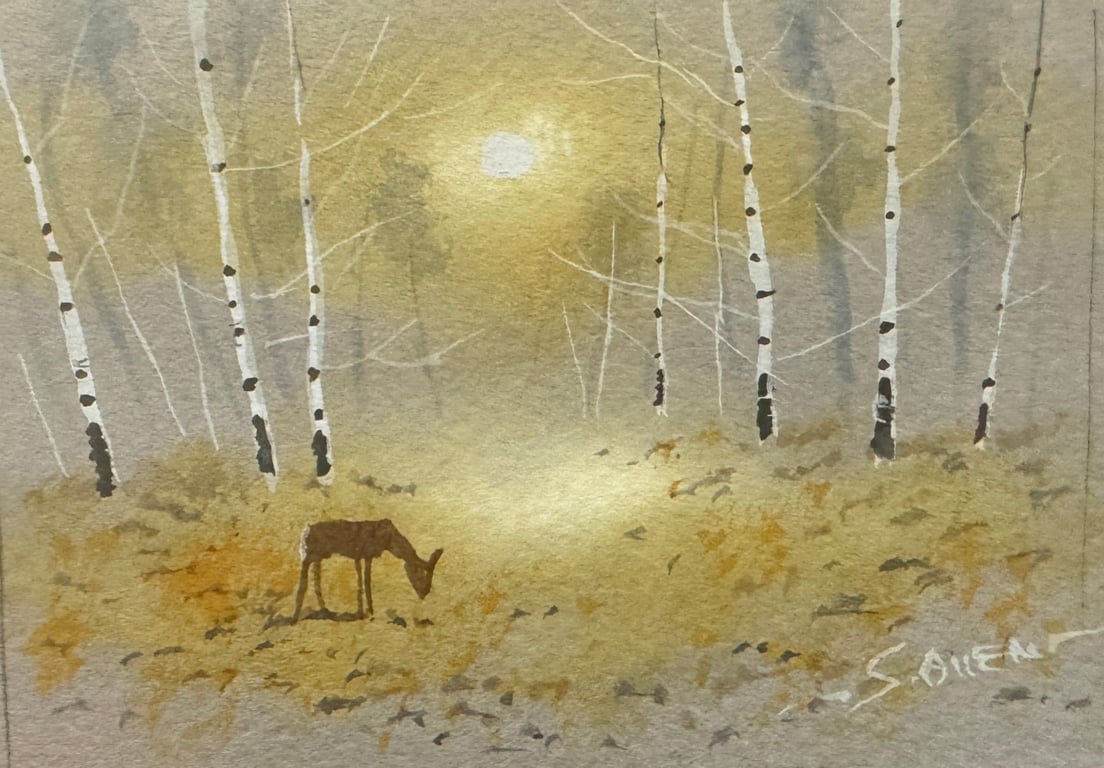 Original Aceo Painting ‘ Roe Deer ‘by Stephen Allen 