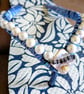 Shell Pearl And Ribbon Hand Decorated Blue Floral Flip Flops Size 5-6 - Image 3