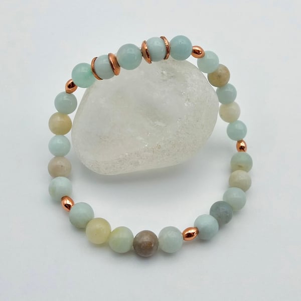 Amazonite & Copper Bracelet, Birthday, Anniversary, Gemstone Jewellery Gift 