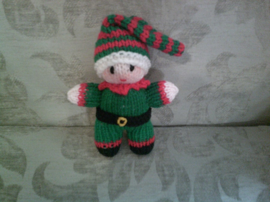 Hand Knitted Elf Decoration