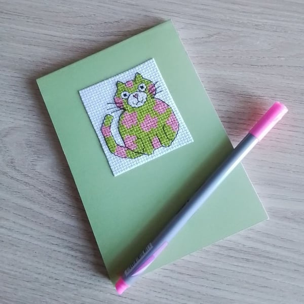 Cat Notebook, Lime Green Notebook, Cat Notepad, Cute Cat