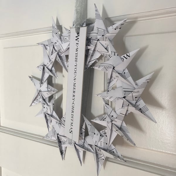 Christmas carol music paper loveheart wreath