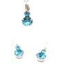 Necklace and earring set made with aqua Swarovski crystals and sterling silver - Image 1