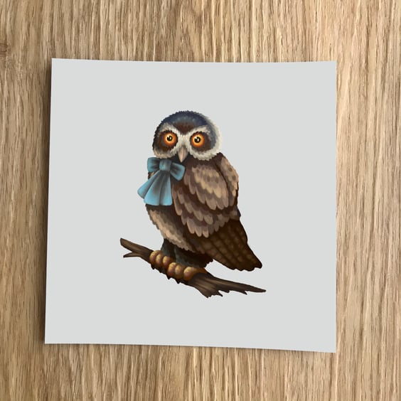 Spectacled Owl Square Post Card Print