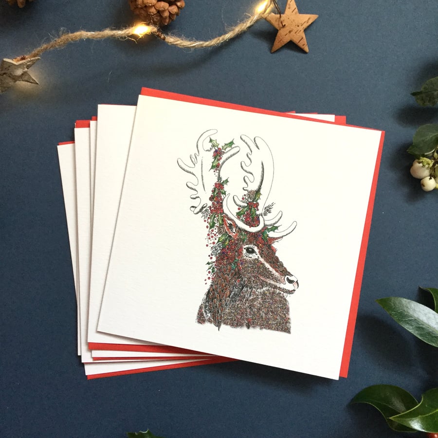 Christmas Stag card packs x 6 