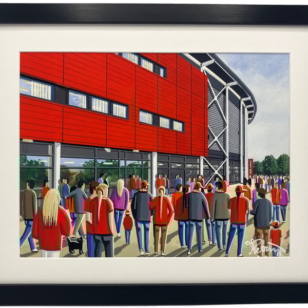 Liverpool Women. Langtree Pk Football Stadium Art Print 14" x 11" Frame 