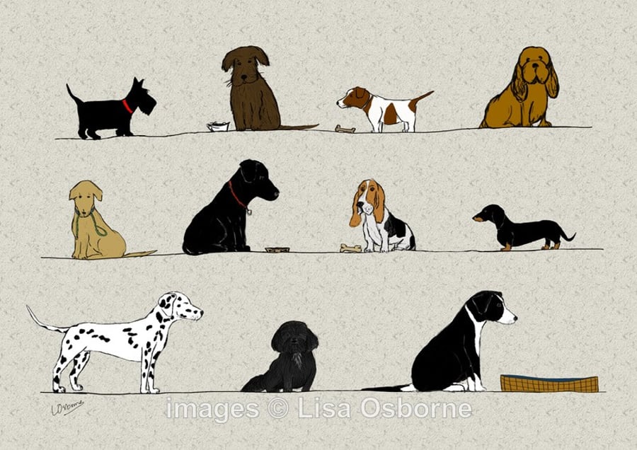 Dogs - print from digital illustration. Pets. Animals.