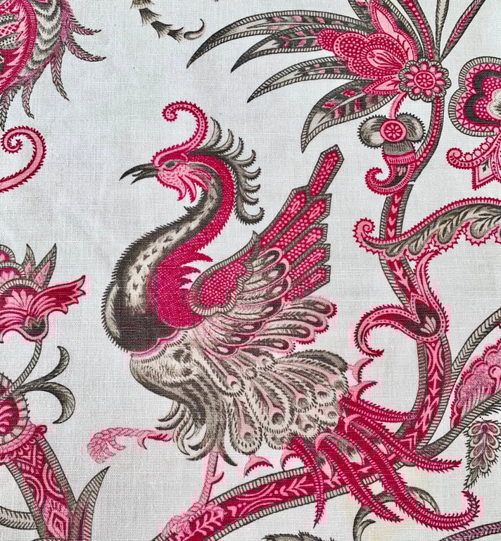 French Art Nouveau Pink Grey lampshade 'Samarcande' Rominex Vintage Fabric