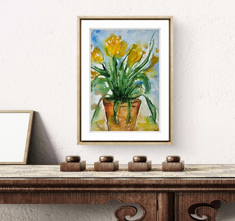 'Spring flowers'  is an original watercolour.