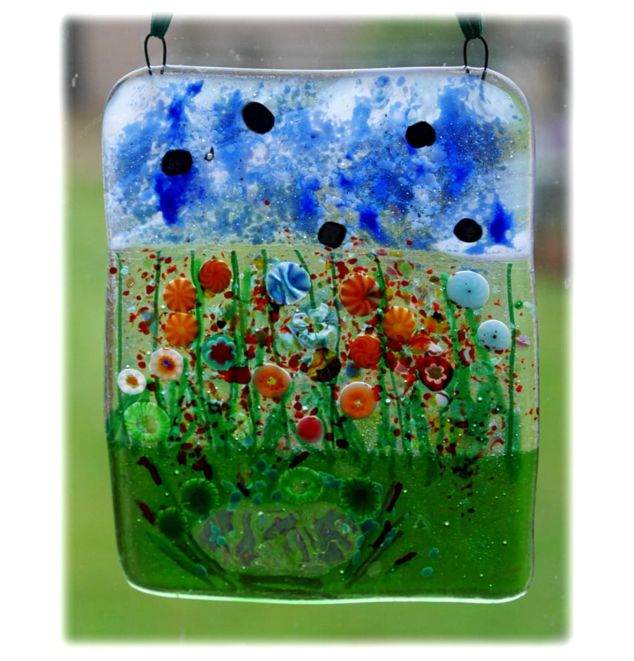 Flower Garden Picture Fused Glass 001
