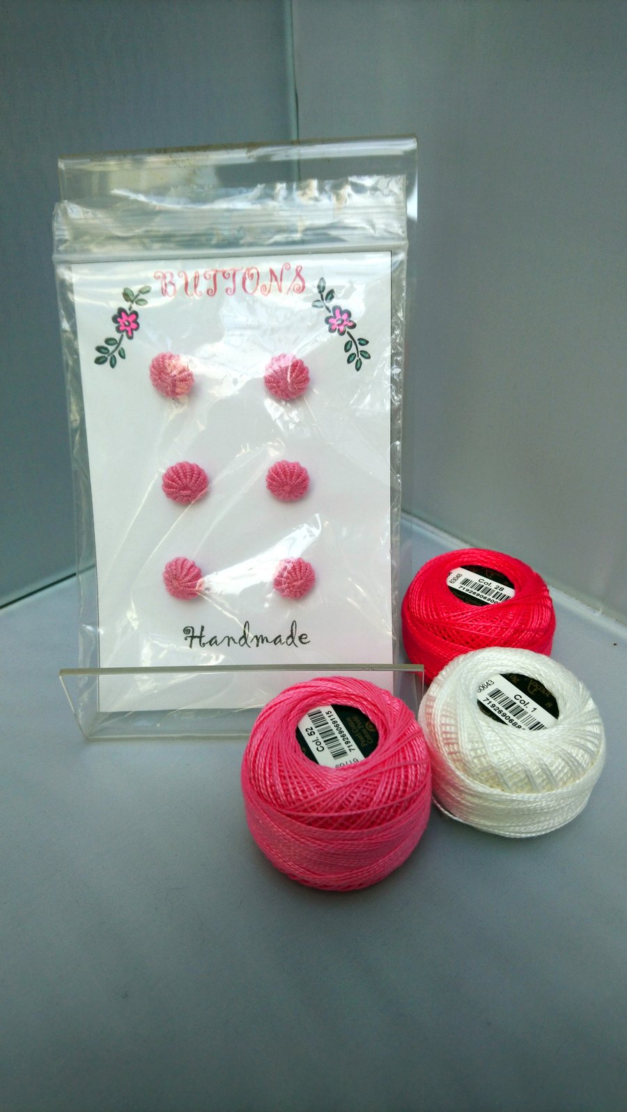 Buttons Handmade Embroidered Yorkshire Style set of 6