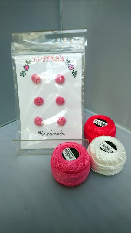 Buttons Handmade Embroidered Yorkshire Style set of 6