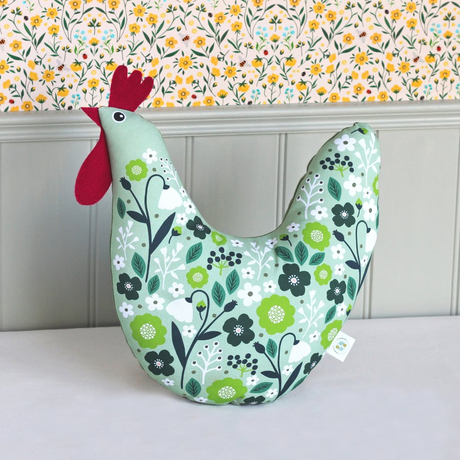 Green Chicken Cushion - Decorative Chicken - Country Home Decor