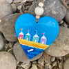 Sea Breezy Beach Huts Painting Hanging Heart Decoration Seaside Coastal Gift