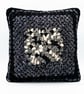Shadow Stitch Crochet Cushion Charcoal Black and White Handmade Pillow