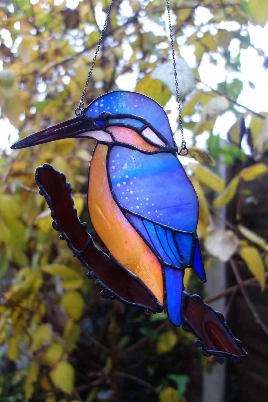 Stained Glass iridescent Kingfisher Suncatcher