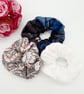 White satin, blue velour and William morris large scrunchie set of 3.  - Image 8