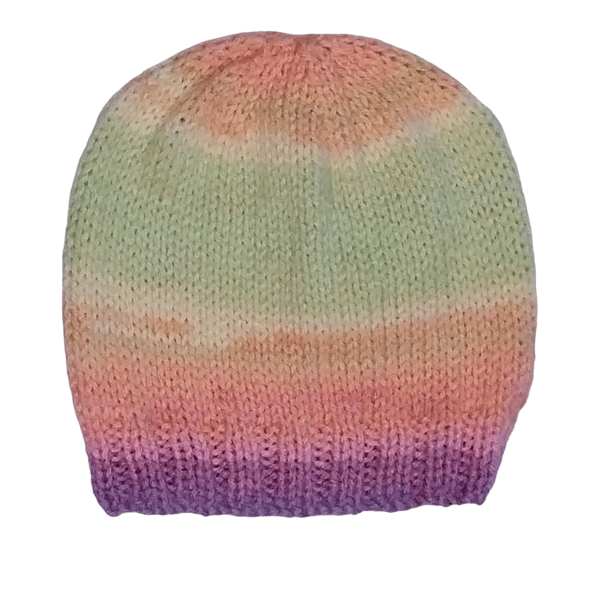 Baby Girl Hand Knitted Beanie Hat, Striped Baby Essential, Newborn Gift, Winter 