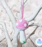 Crochet pink toadstool, mushroom decoration, bag charm. Toadstool keyring. - Image 3