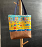 Beach Scene Fabric and Cork Tote Bag