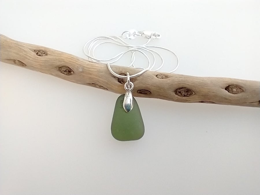 Green Seaham Sea Glass Necklace