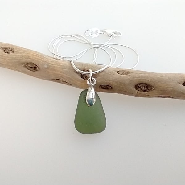 Green Seaham Sea Glass Necklace - pendant only option