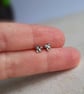 Teeny Tiny Silver Bumble Bee Stud Earrings - Oxidised Silver - Image 2