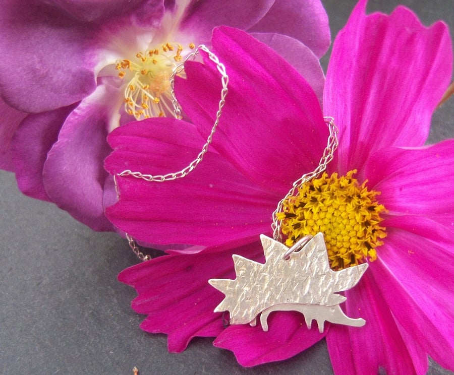 Hedgehog pendant in sterling silver